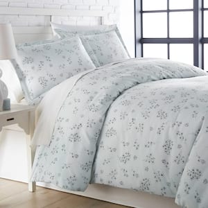 Sweet Florals 2-Piece Blue Floral Microfiber Twin/Twin XL Comforter Set