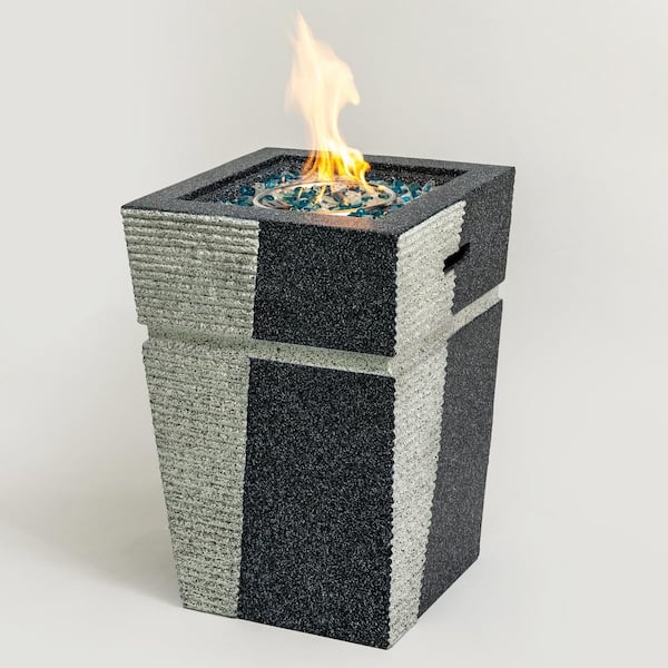 Tunearary Concrete Fire Pit Table with Glass Rocks