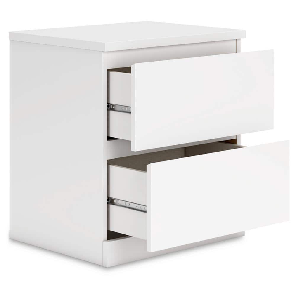 White Modern 2-Drawer Nightstand with Sleek Design