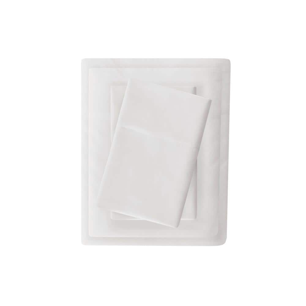White Twin Deep Pocket Microfiber Cotton Sheet Set