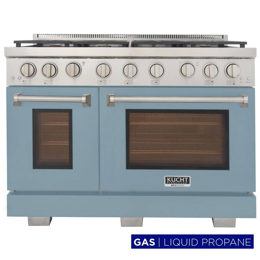 48 in. 6.7 cu. ft. 7- Burners Propane Gas Range 2 Ovens 1 Convection in Light Blue with True Simmer Burners price history on PriceWatchPro