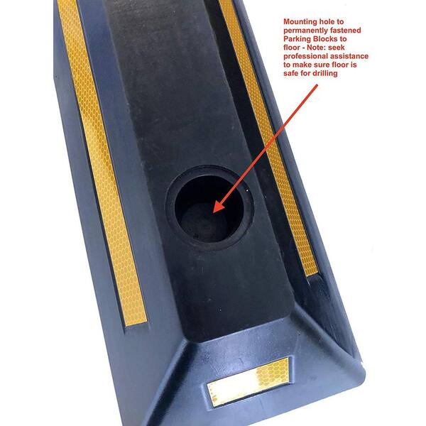 Maxxhaul Commercial Grade Rubber Curb Parking Blocks With Yellow Reflective Strips Wheel Stops 2 Pack 50135 The Home Depot