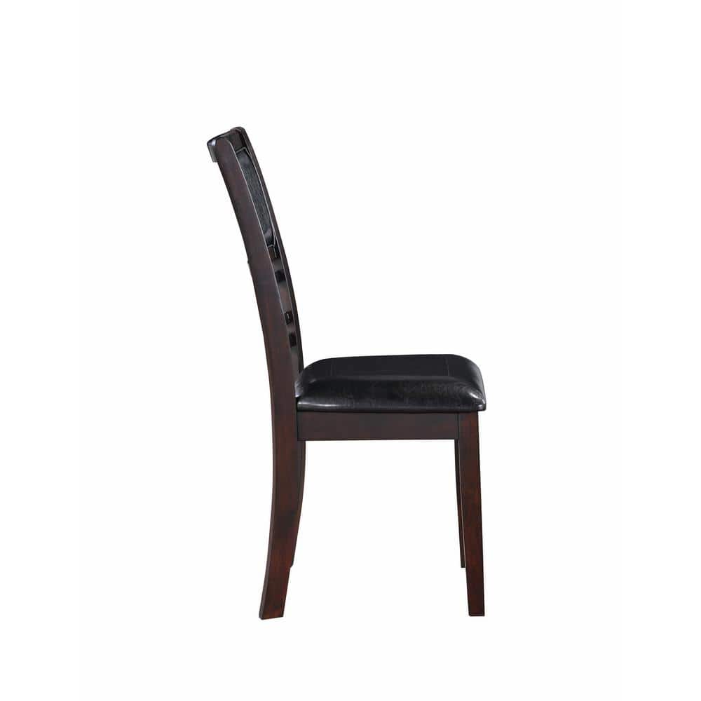 Gia 60" Ebony Wood Dining Set with 4 Black PU Chairs