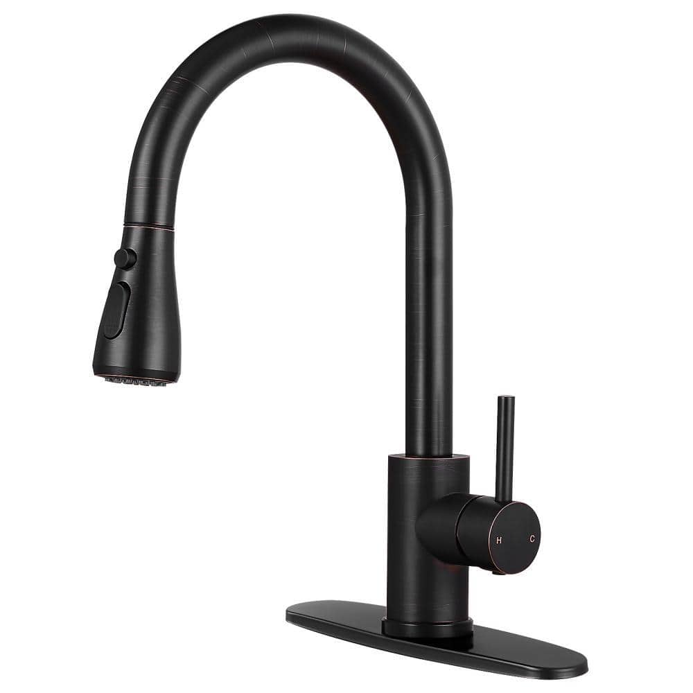 Single-Handle Kitchen Faucet Pull Down Sprayer Kitchen Faucet with Deck Pla