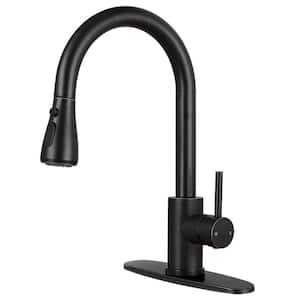 Single-Handle Kitchen Faucet Pull Down Sprayer Kitchen Faucet with Deck Plate in Oil Rubbed Bronze