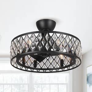 Delvalle 20 in. Indoor Black Crystal Ceiling Fan with Remote Control and Light Kit Included