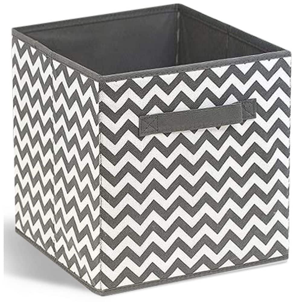 Foldable Storage Cubes w/ Handles Gray 10.5 in x 11 in Fabric Decorative Ba