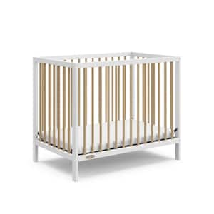 Teddi White with Driftwood 4-in-1 Convertible Mini Crib