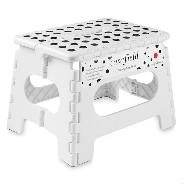 1-Step 9 in. White Plastic Step Stool, (1.75 ft. Reach Height) 300 lbs. Load Capacity