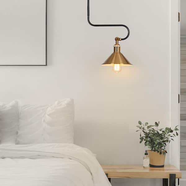 1-Light Brass Gold Modern Pendant Light, Industrial Pendant Hanging Light Metal Bell Shape Hanging Light