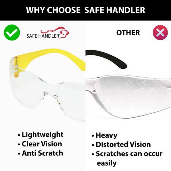 Safe Handler Yellow, Crystal Clear Lens Color Temple Safety Glasses,  (72-Pairs) BLSH-ESCR-CLLCT-SG4Y-72 - The Home Depot