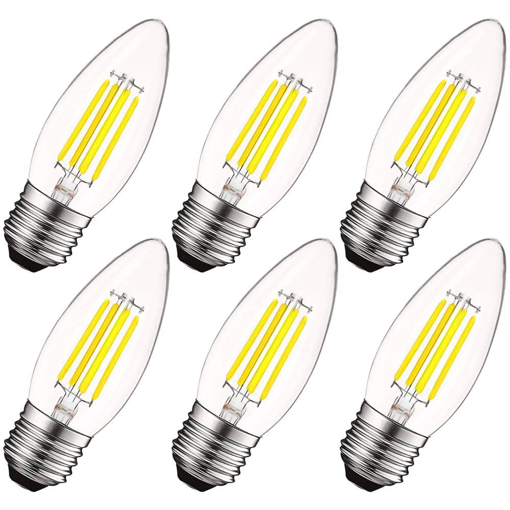 Clear Dimmable LED Edison Light Bulbs, 3.5 in, 6-Pack