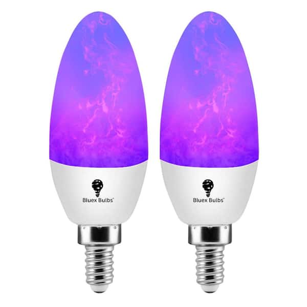 BLUEX BULBS 25-Watt Equivalent B11 Decorative LED Light Bulb in Purple (2-Pack)