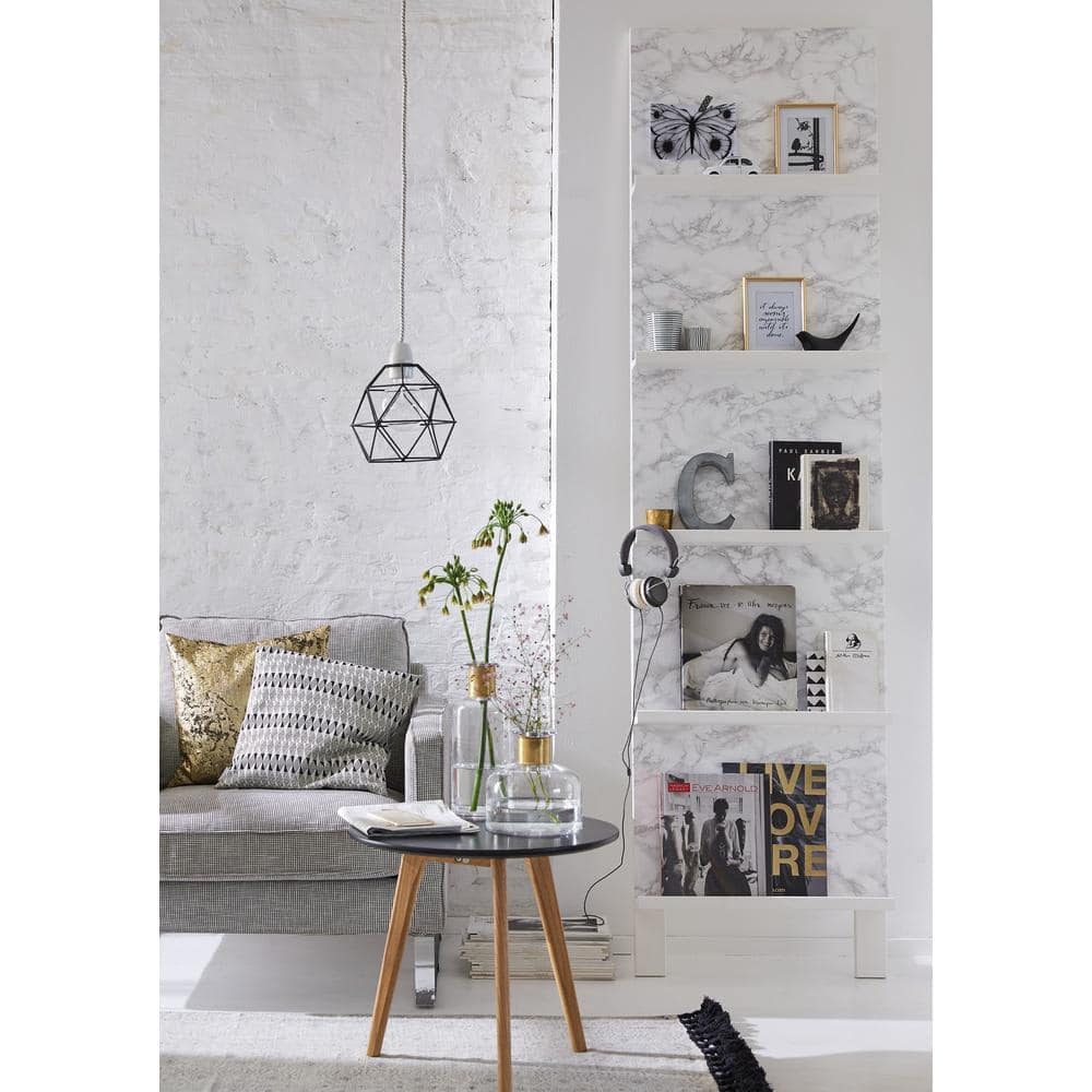17 in. x 78 in. Marble Grey Self Adhesive Film (2-Pack)