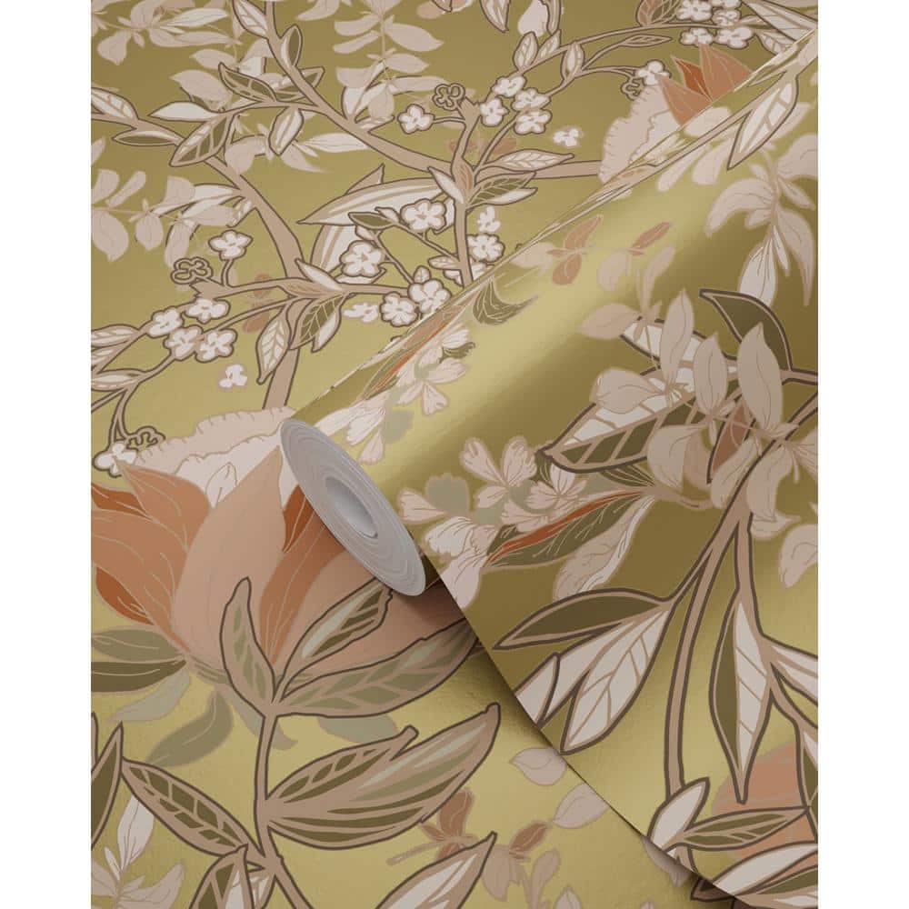 Ester Gold Art Nouveau Floral Non-Woven Wallpaper