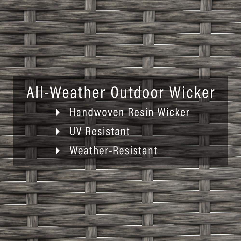Gray Handwoven Resin Wicker Outdoor Bar Stool Set