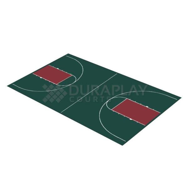DuraPlay 43 ft. 10 in. x 75 ft. 7 in. Hunter Green and Burgundy Full Court Basketball Kit