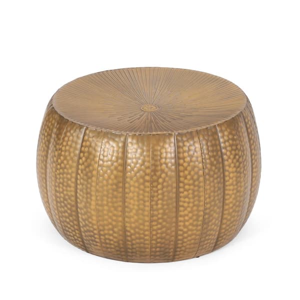 Noble House Langseth Brushed Antique Gold Iron Pumpkin Coffee Table