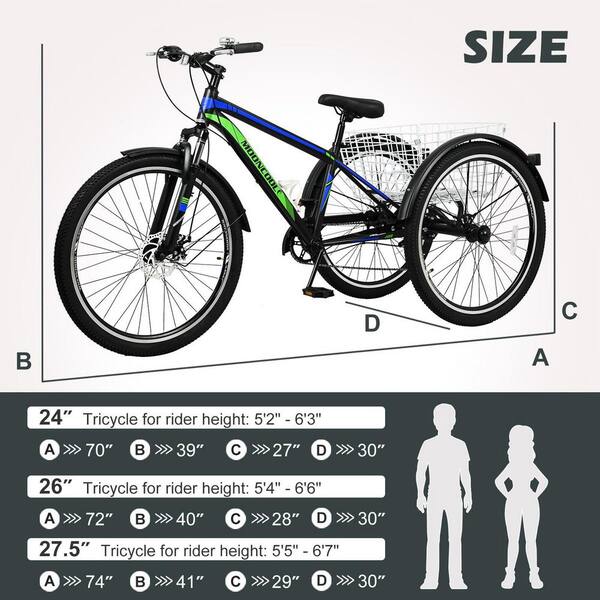 MOONCOOL 26 in. Adults Trikes with Shopping Basket, Adult Mountain Bike,  7-Speed 3-Wheel Bike Mountain Tricycle Cruiser Trike BRT26-SD-HLL