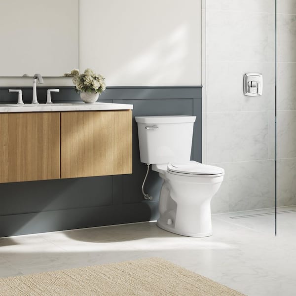 Champion Two-Piece 1.28 GPF Single Flush Elongated Chair Height Toilet with Slow-Close Seat in White