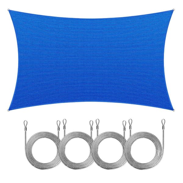 8 ft. x 14 ft. Rectangle Sun Shade Sail with Rope-Blue