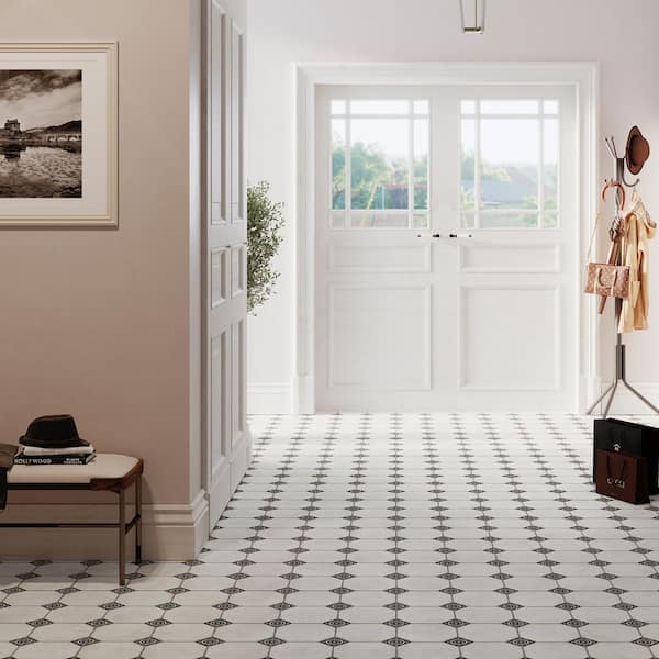 Englishtown Black 13 in. x 13 in. Porcelain Floor and Wall Tile (10.76 sq. ft. /Case)