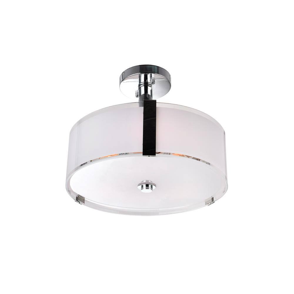 Lucie Chrome 17'' Drum Shade Chandelier with Frosted Glass