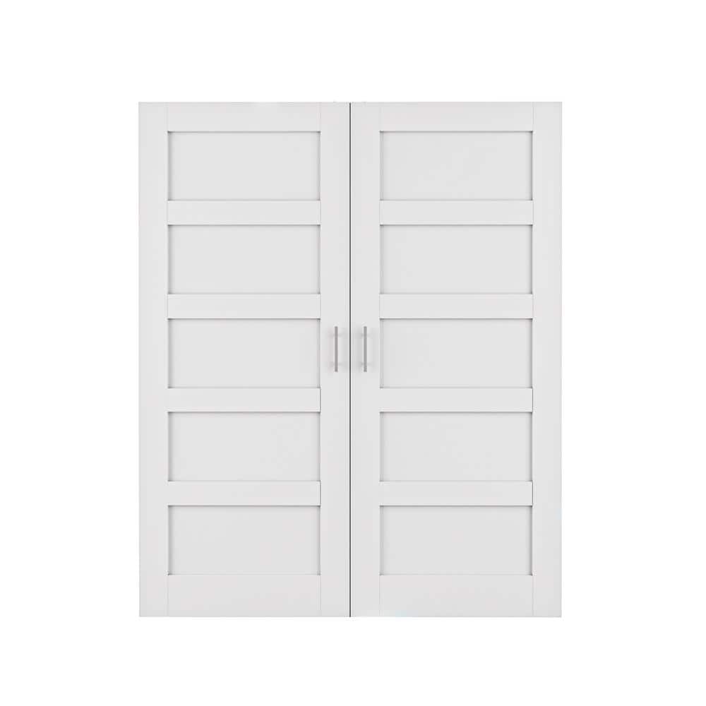 60 in. x 80 in. 5 Lite Solid Core White Wood Double Door Slab Panels without Jamb Interior Bi-Fold Door With Ball Catch price history on PriceWatchPro