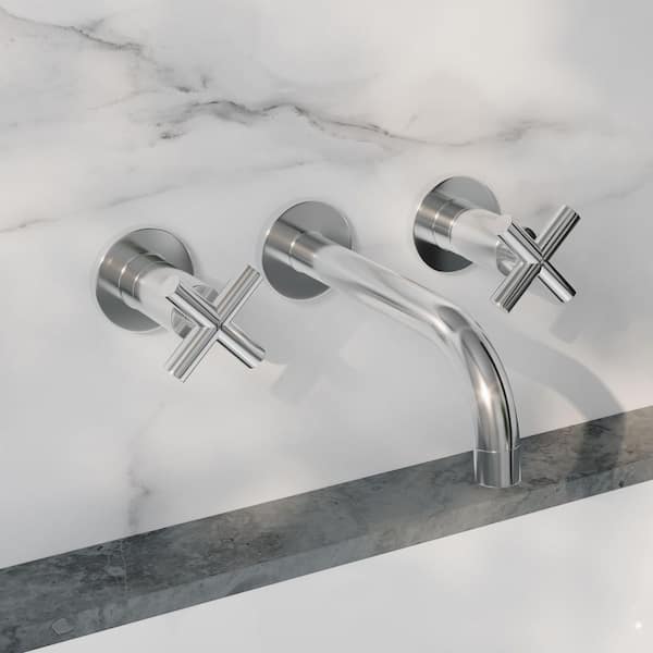 Swiss Madison Ivy 8 in. Widespread Double Cross-Handle Wall Mount Bathroom Faucet in Polished Chrome