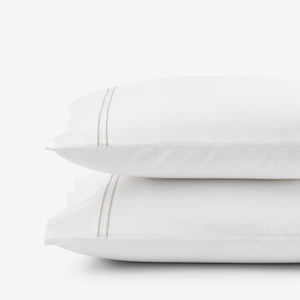 The Company Store Legends Hotel Dorset Stripe Taupe Egyptian Cotton Sateen Standard Pillowcase (Set of 2)