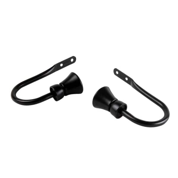 Rod Desyne Cora Decorative Black Steel Hook Curtain Holdback (Set of 2)