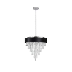 Light Pro 8-Light Black Modern Crystal Ceiling Chandelier for Living Room with No Bulbs Included