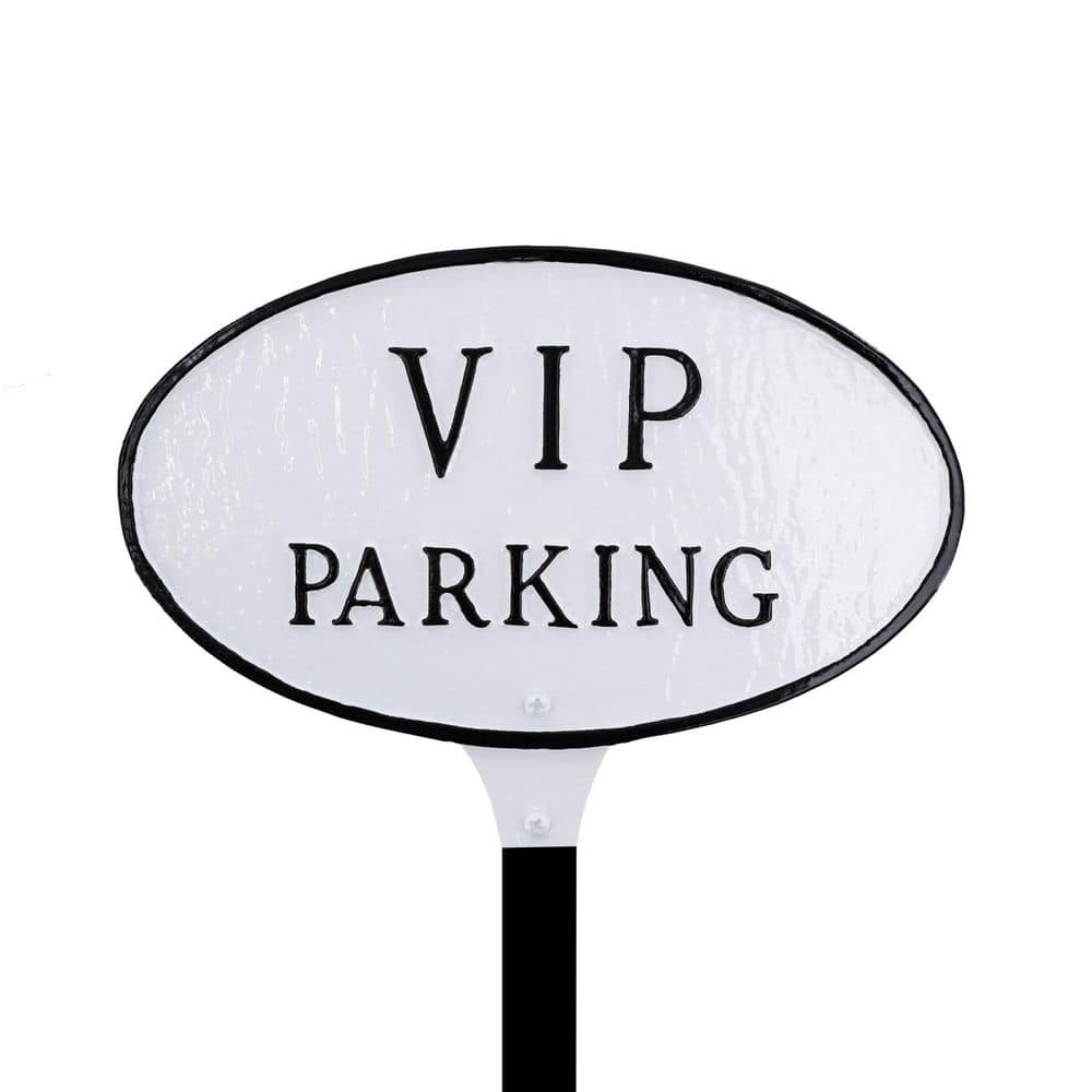 "6"" x 10"" Small Oval VIP Parking Statement Plaque Sign with Lawn Stake - White/Black" product image for price tracking
