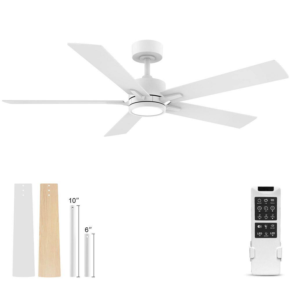 52 in.Indoor Outdoor White Standard Angled Mount Ceiling Fans with LED Light and Remote Control,6 Speed,Dimmable price history on PriceWatchPro