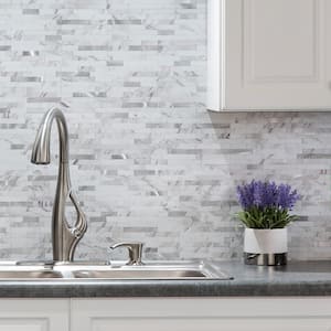 Collage 11.75 in. x 6 in. Metal and Composite Peel and Stick Backsplash in Marble Shine (2-Pack)