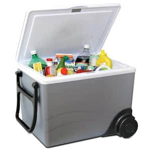 12V Wheeled Electric Cooler/Warmer, 34L (36 qt.) Thermoelectric Rolling Car Fridge, Gray