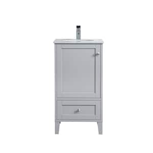Timeless Home 18 in. W x 19 in. D x 34 in. H Single Bathroom Vanity in Grey with Calacatta Engineered Stone
