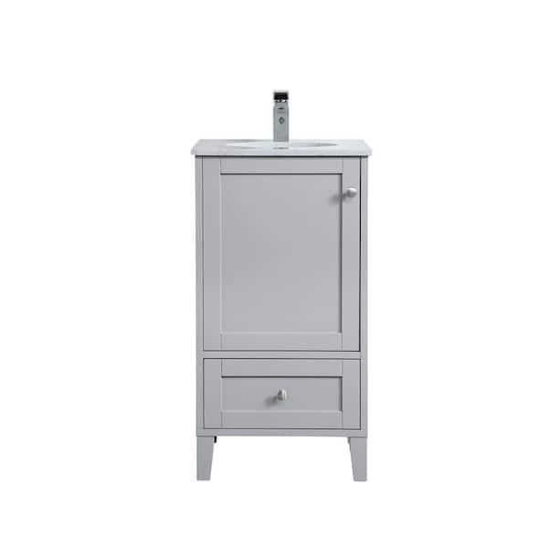 Unbranded Timeless Home 18 in. W x 19 in. D x 34 in. H Single Bathroom Vanity in Grey with Calacatta Engineered Stone