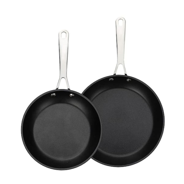 2-Piece Non Stick Aluminum Cookware Set Stainless Steel Handles Even Heat Distribution Oven Safe Kitchen Pans