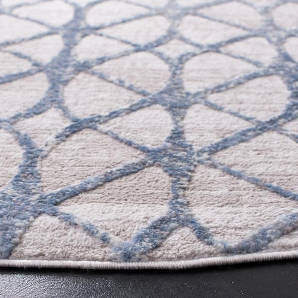 SAFAVIEH Amelia Gray/Blue 9 ft. x 9 ft. Interlaced Geometric Round Area Rug - image 5