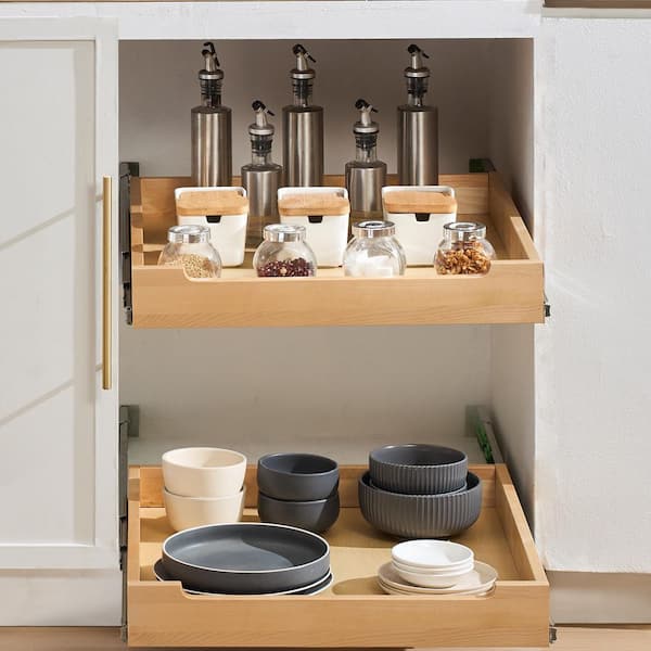 Pull Out Cabinet Organizer, 20 in. W x 21 in. D Cabinet Drawer, Heavy-Duty Sliding Wood Drawer, Bottom and Side Assembly