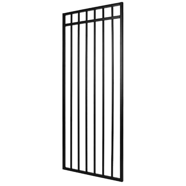 NUVO IRON 2.75 ft. x 5.67 ft. Coral Profile Black Iron Flat Top Fence Gate