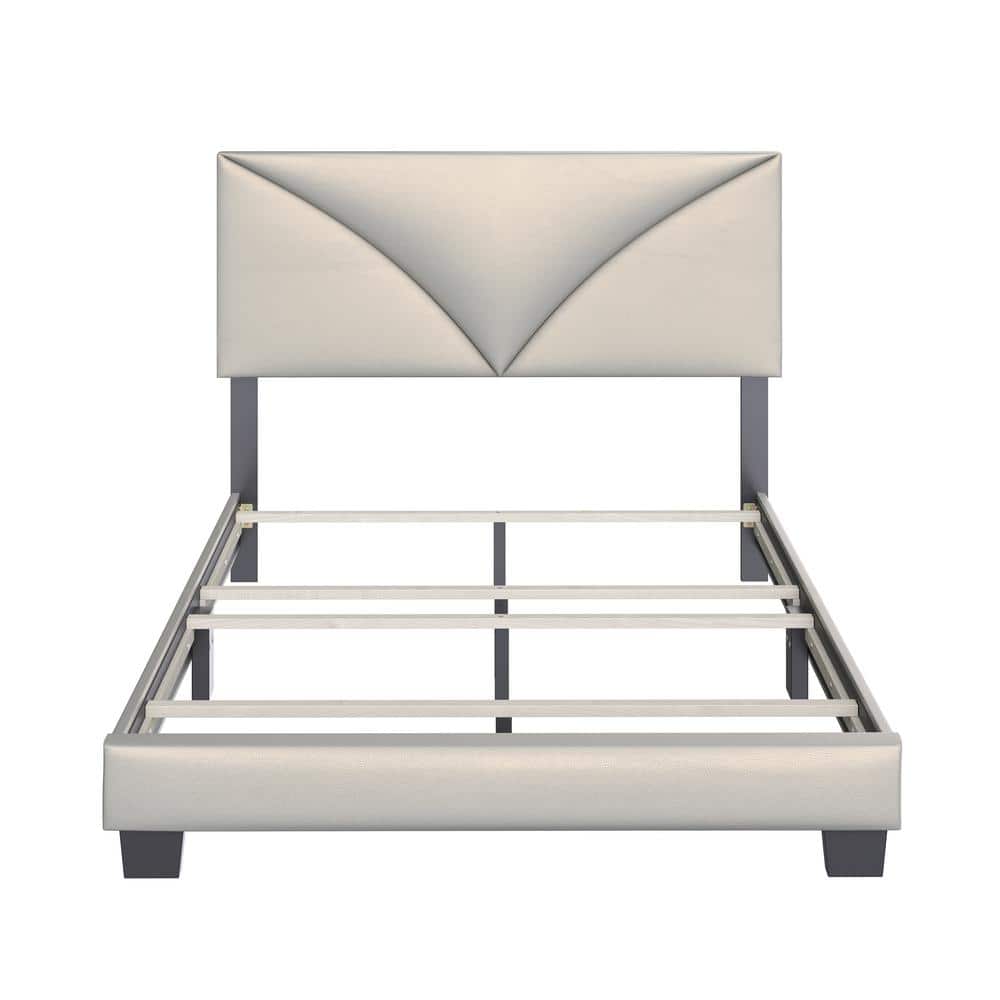 Cornerstone Metallic Tan Faux Leather Twin Upholstered Bed Frame with Headb
