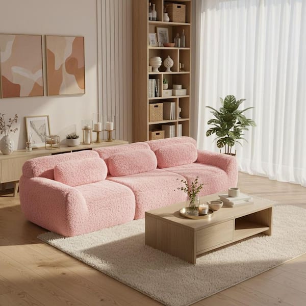 Homy Casa 114.7 in. 3-Seat Plush Microfiber Modular Sectional Sofa