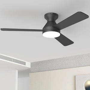 42 in. Dimmable LED Indoor/Outdoor Black Flush Mount Ceiling Fan with Light and Remote, 6 Speeds DC Reversible Noiseless