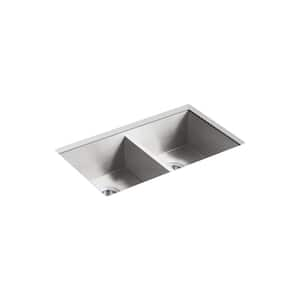 Vault 32 in. Undermount Double Bowl Stainless Steel Kitchen Sink