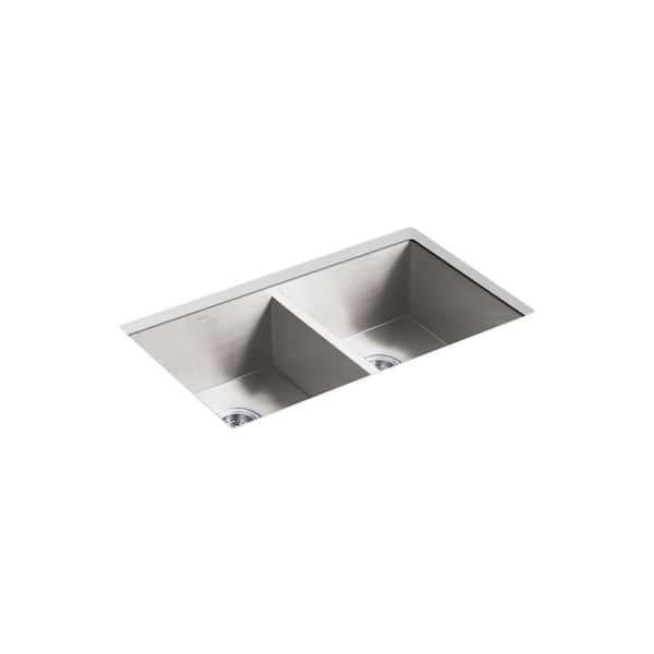 Vault 32 in. Undermount Double Bowl Stainless Steel Kitchen Sink