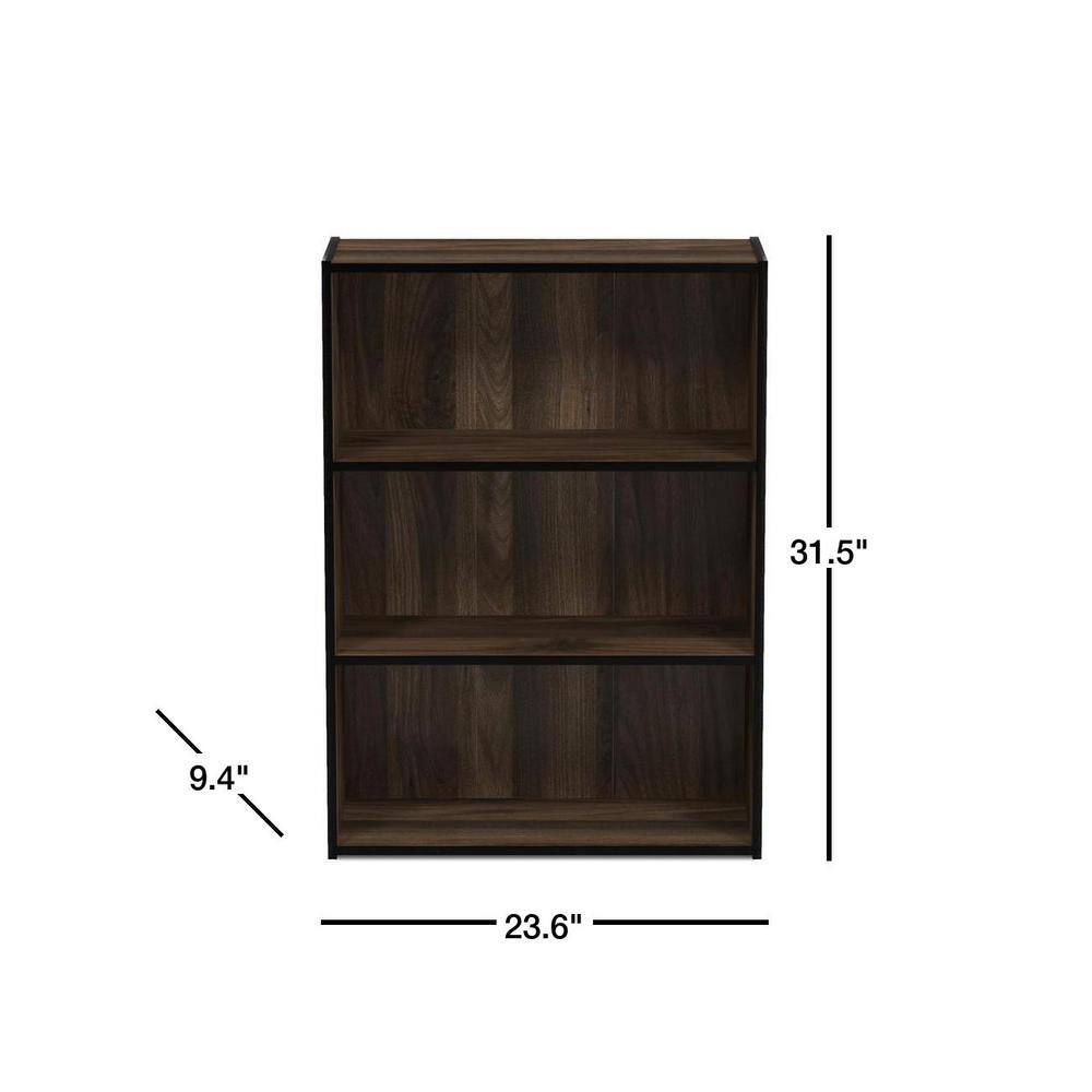 Columbia Walnut 12"x35" 3-Tier Open Shelf Bookcase