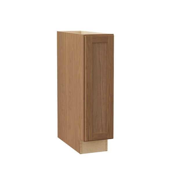 Hampton Bay Sinclair 9 in. W x 24 in. D x 34.5 in. H Assembled Base Cabinet in Shaker Saddle Oak