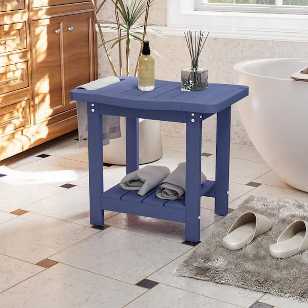 Navy Blue HIPS Waterproof Shower Seat for Inside Shower, Bathroom Shower Chair with Shower Head Holder (Set of 1)